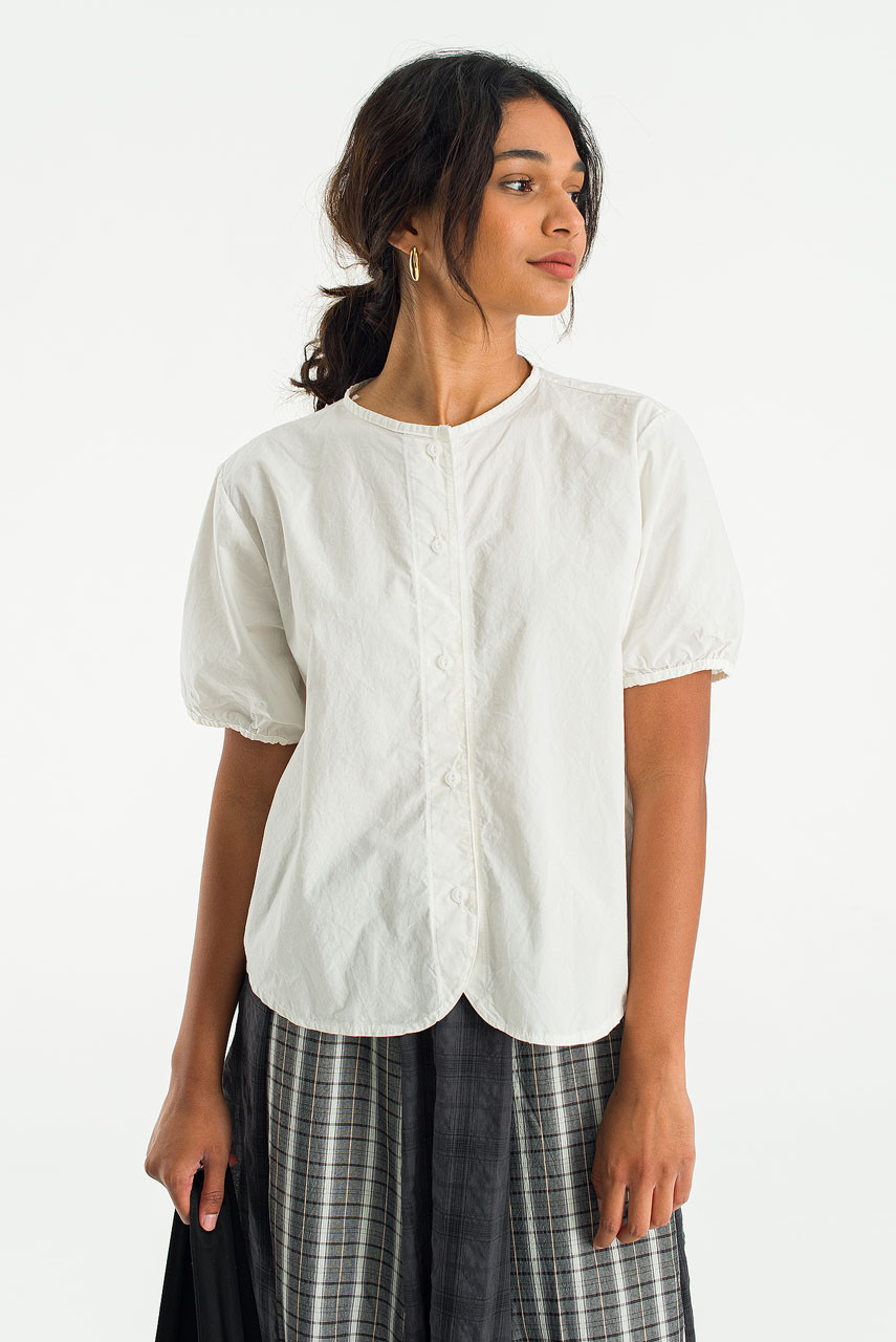 Esme henley neck Blouse, Ivory