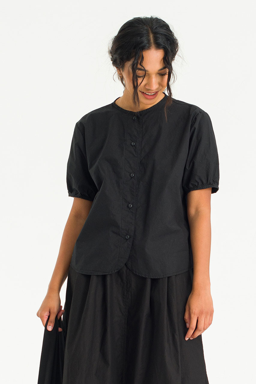 Esme henley neck Blouse, Black