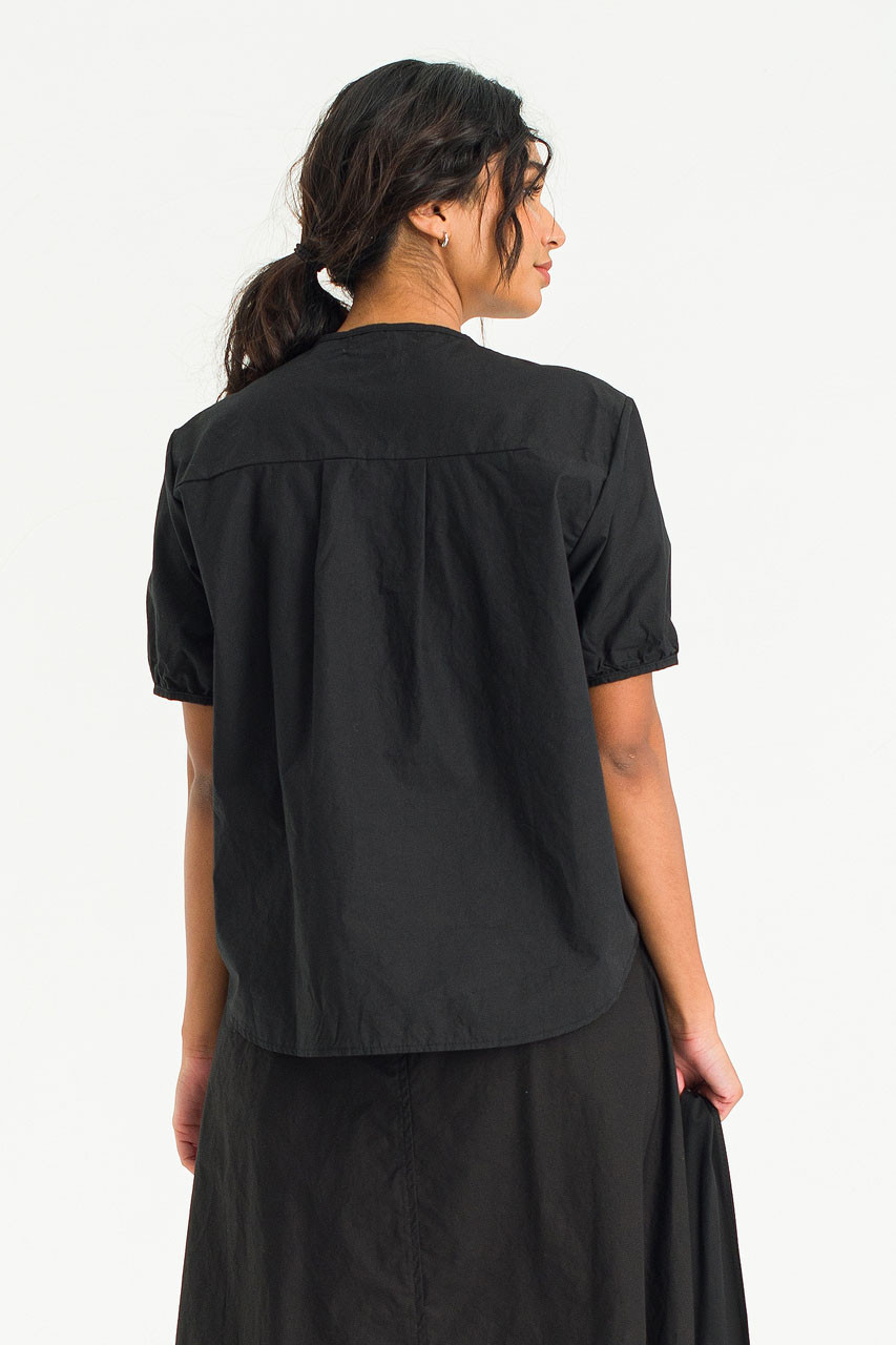 Esme henley neck Blouse, Black