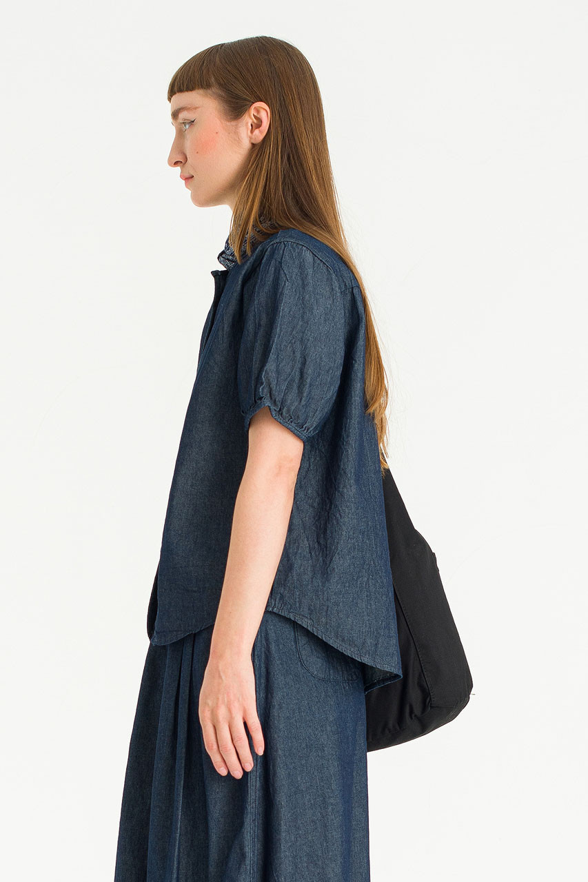 Esme henley neck Blouse, Dark Blue