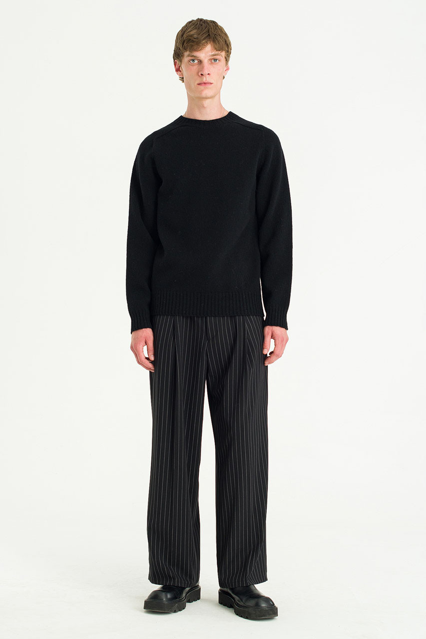 Menswear | Pinstripe Suit Trousers, Black