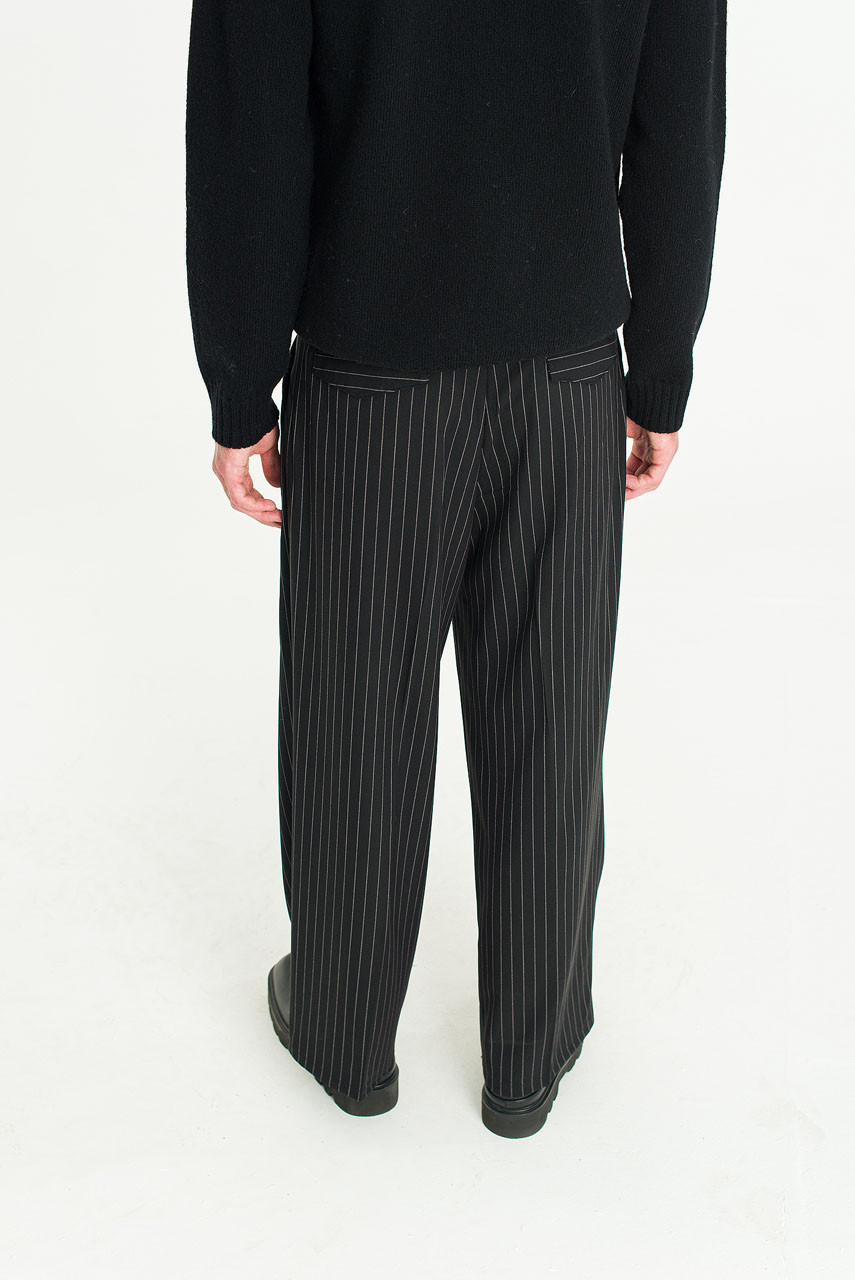 Menswear | Pinstripe Suit Trousers, Black
