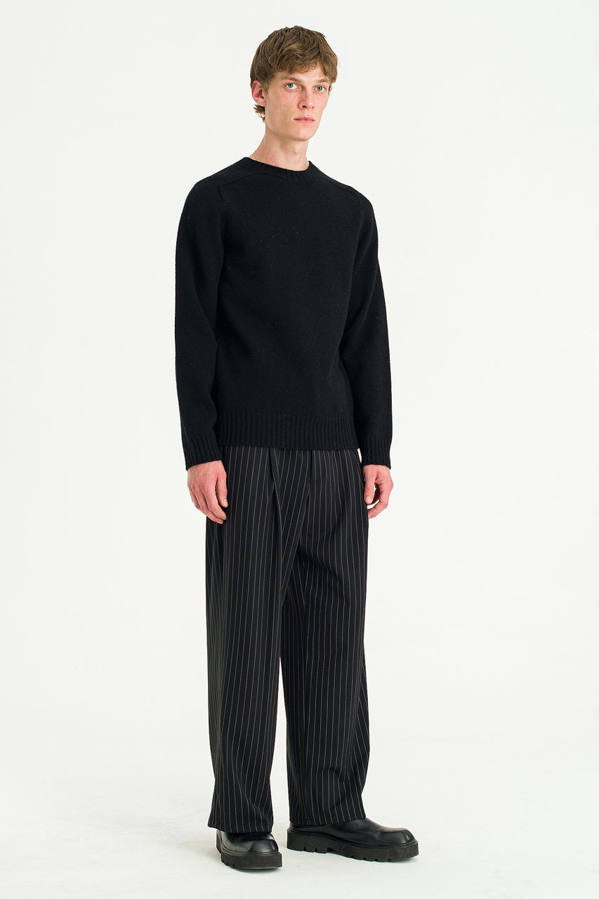Menswear | Pinstripe Suit Trousers, Black