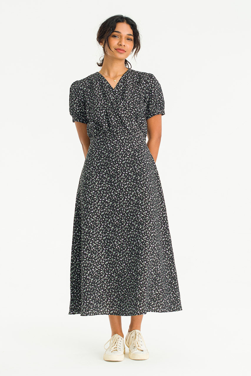 Luna Ditsy Flower Dress, Black