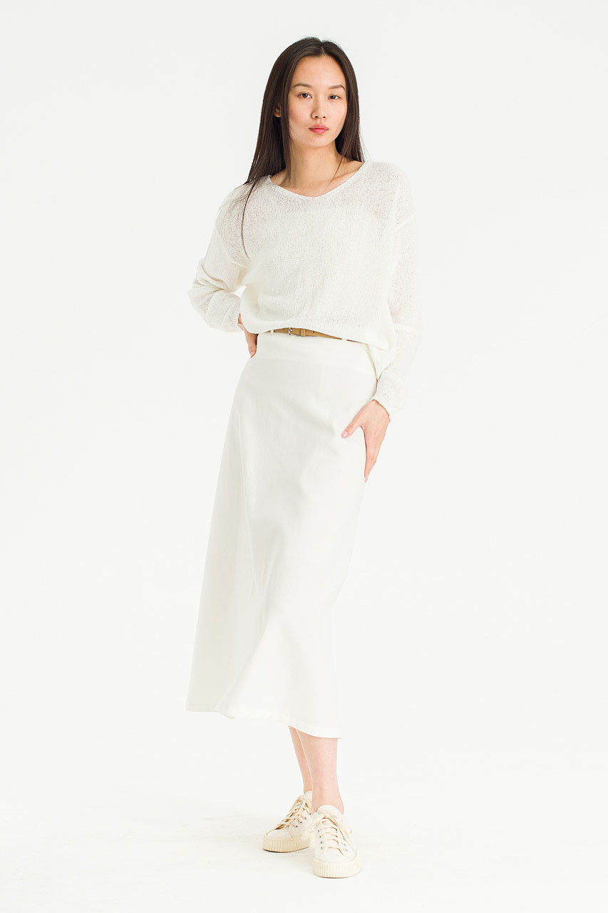 Jane Belted Mid Length Skirt, Ivory