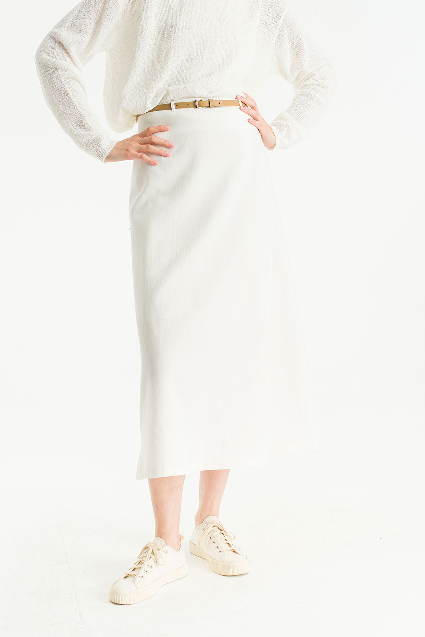 Jane Belted Mid Length Skirt, Ivory