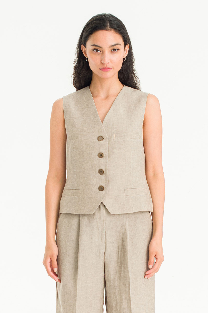 Sonia Button Vest, Mocha
