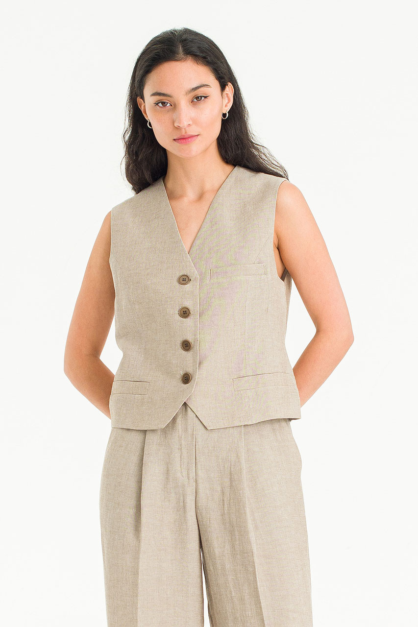 Sonia Button Vest, Mocha