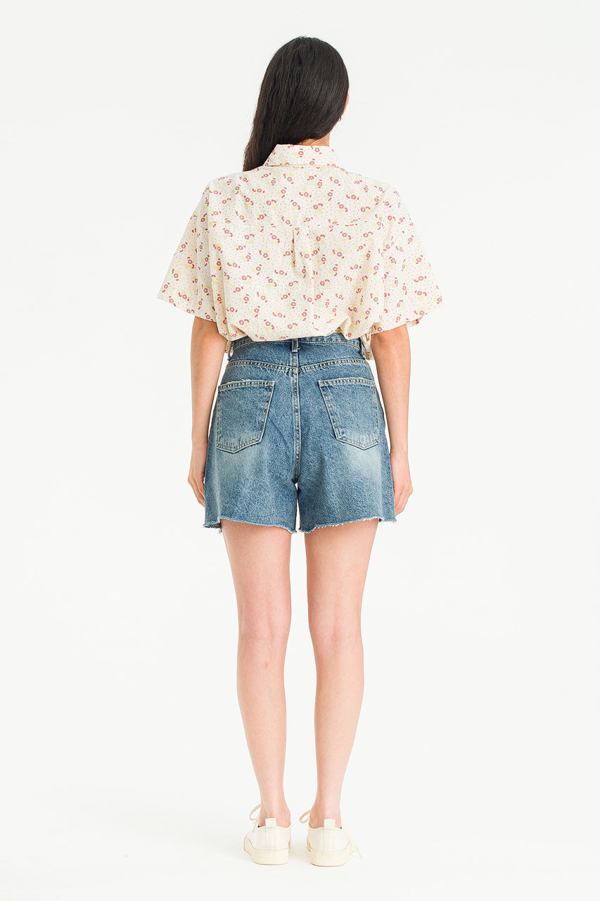 A Line Denim Short, Light Blue