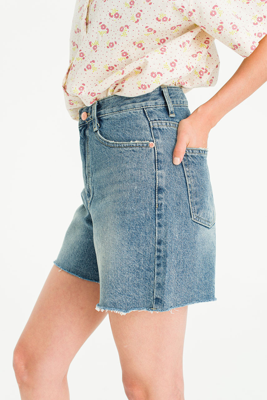 A Line Denim Short, Light Blue