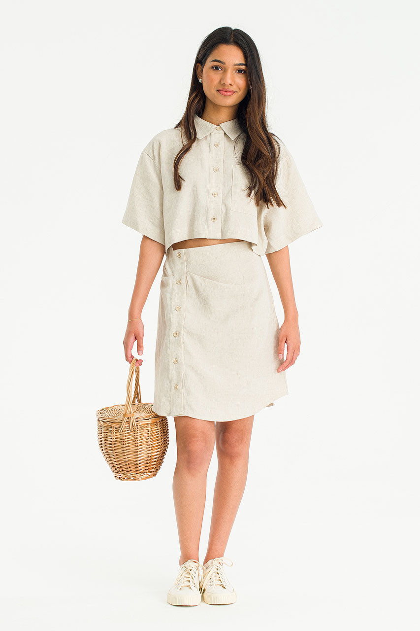Open Waist Shirt Dress, Natural