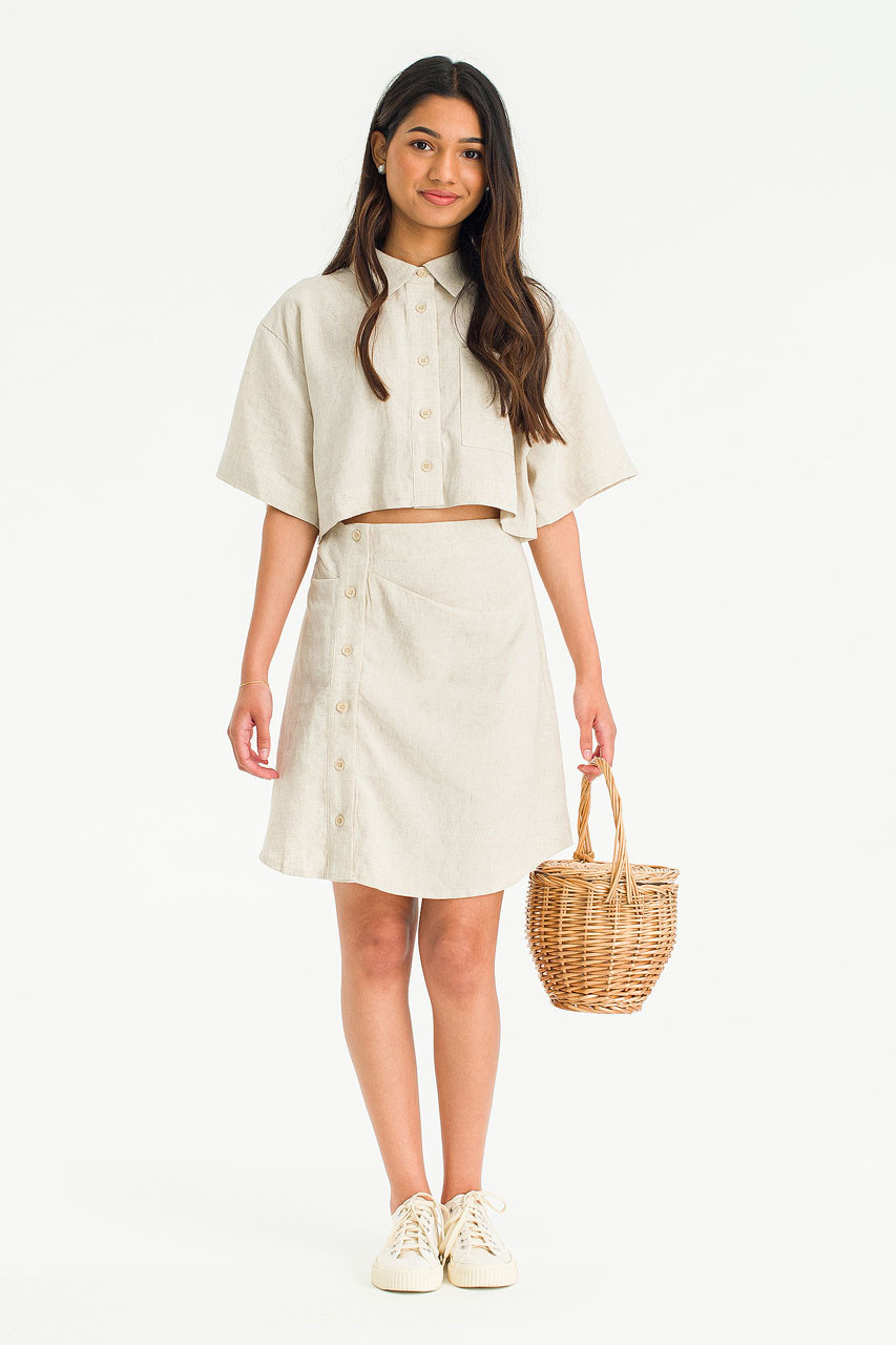Open Waist Shirt Dress, Natural
