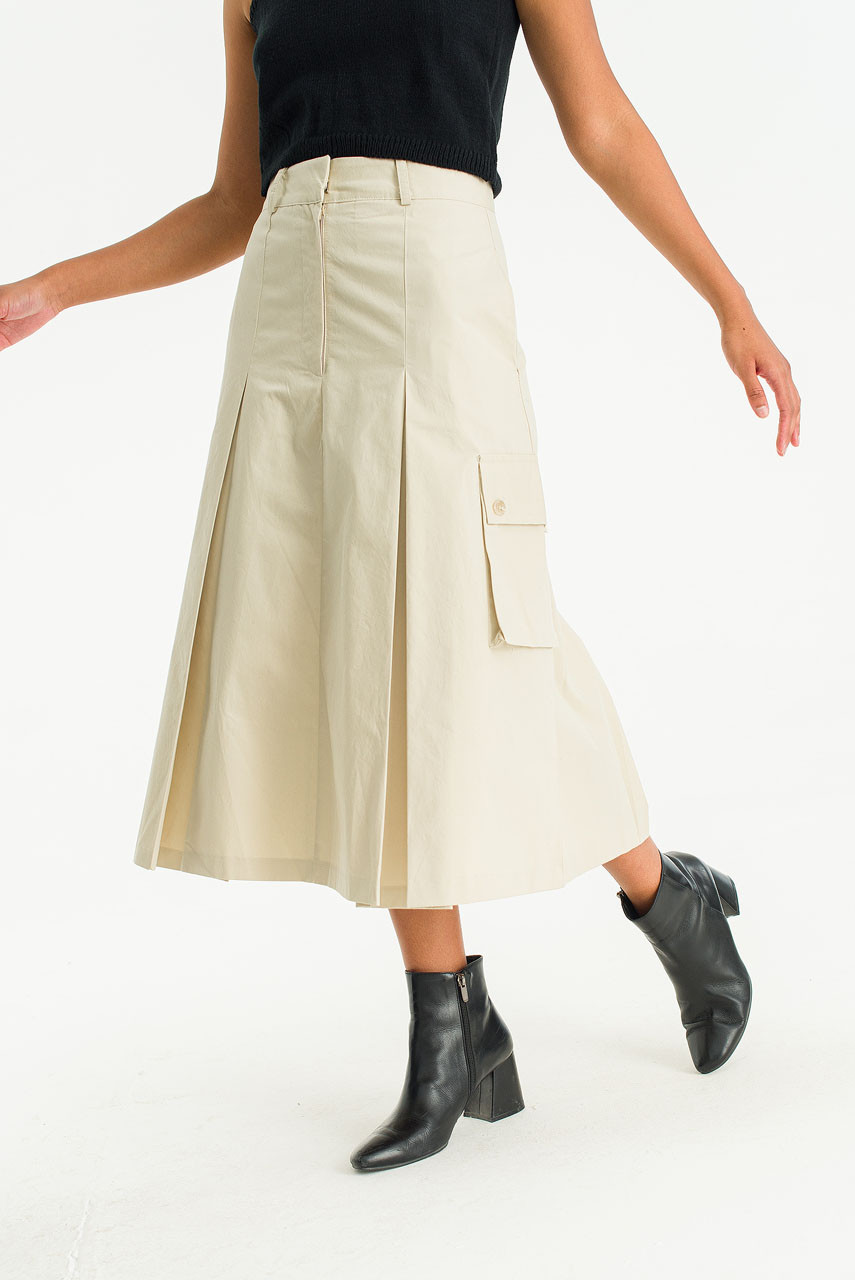 A Line Cargo Skirt, Beige