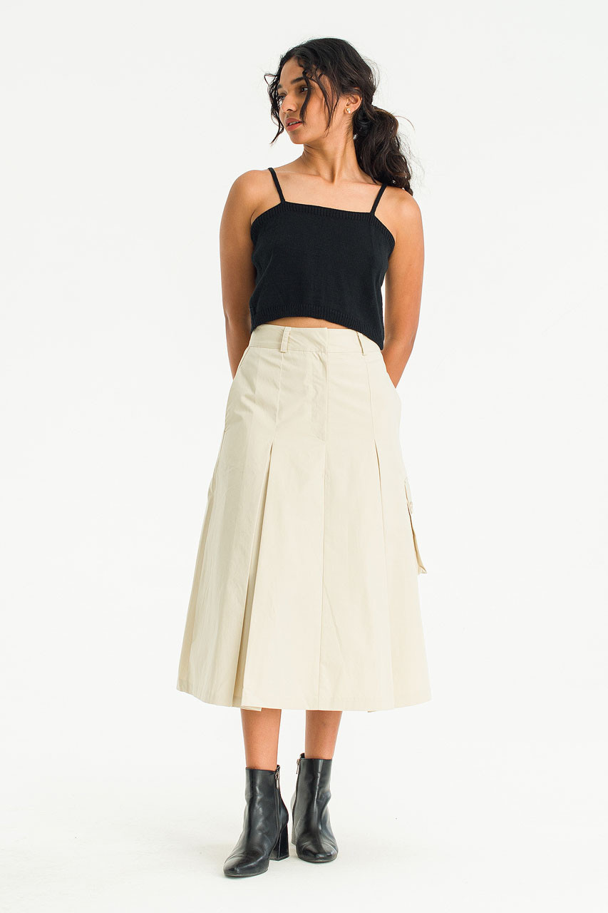 A Line Cargo Skirt, Beige