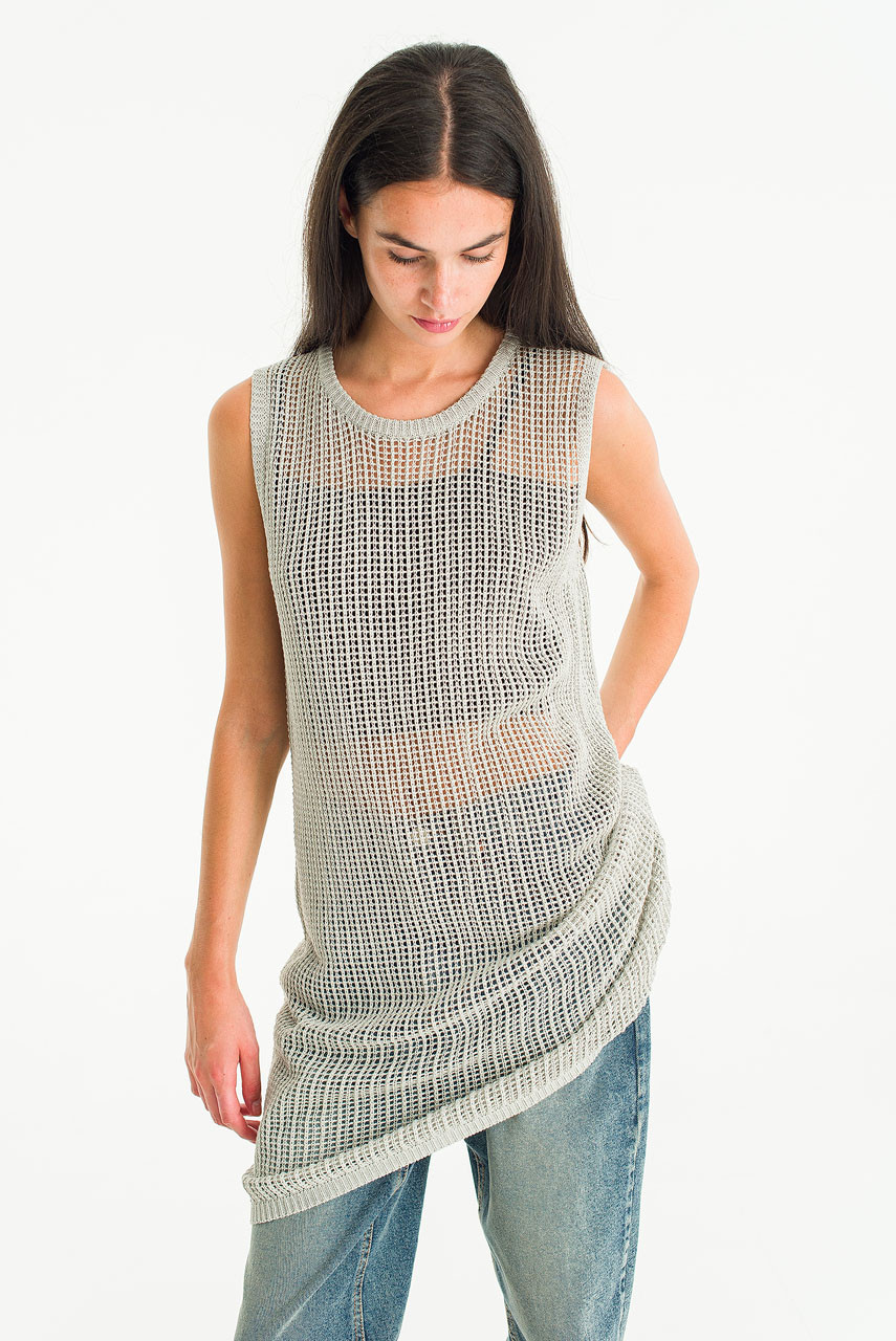 Fisher Net Sleeveless Knit Tunic, Grey