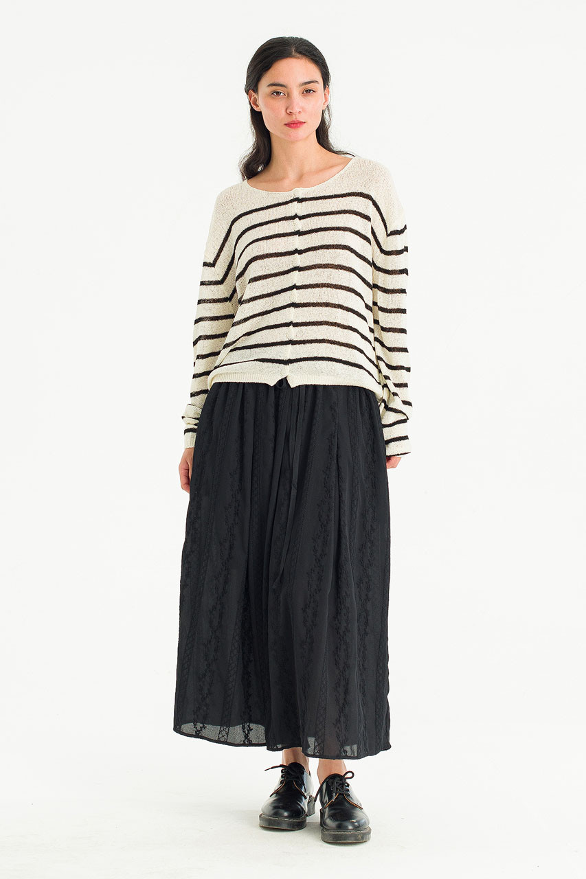 Light Weight Stripe Cardigan, Ivory