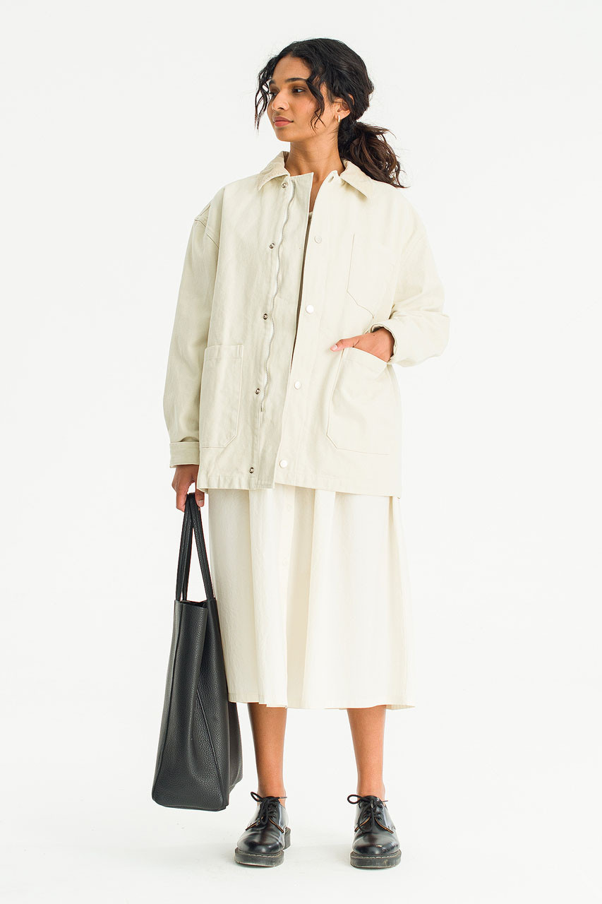 Haru Washed Cotton Jacket, Ivory
