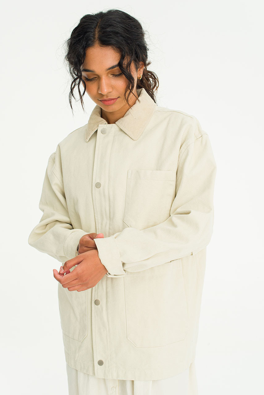 Haru Washed Cotton Jacket, Ivory