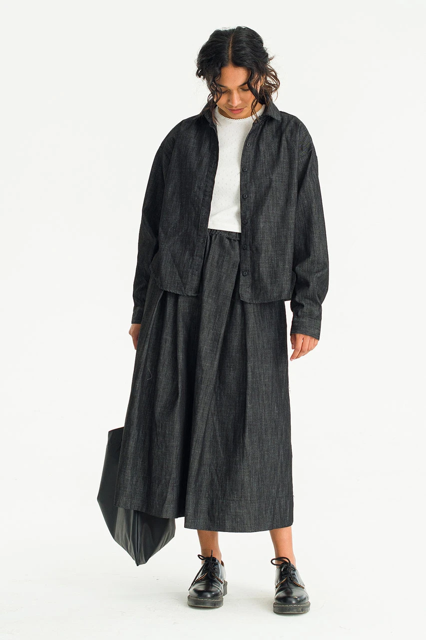 Yoko Waist String Skirt, Black