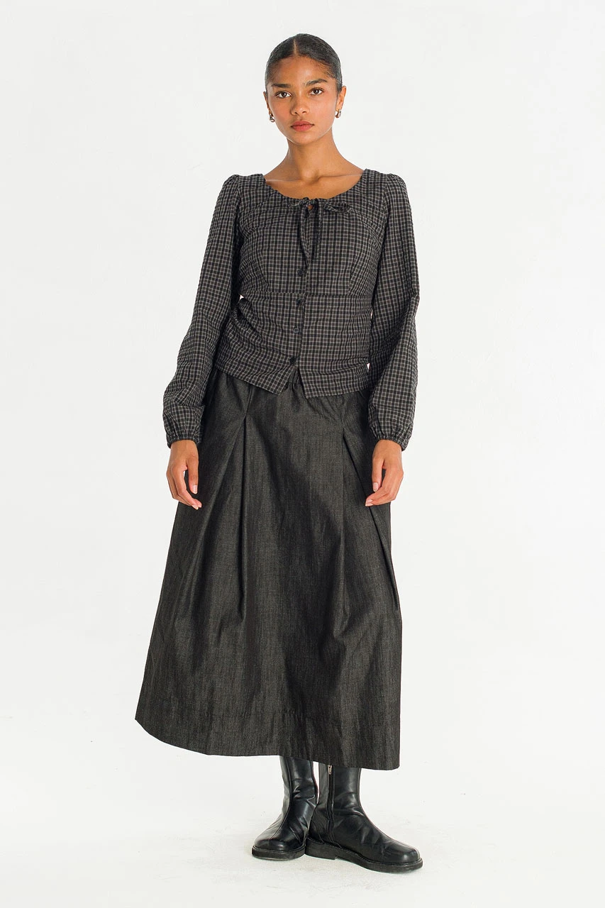 Yoko Waist String Skirt, Black