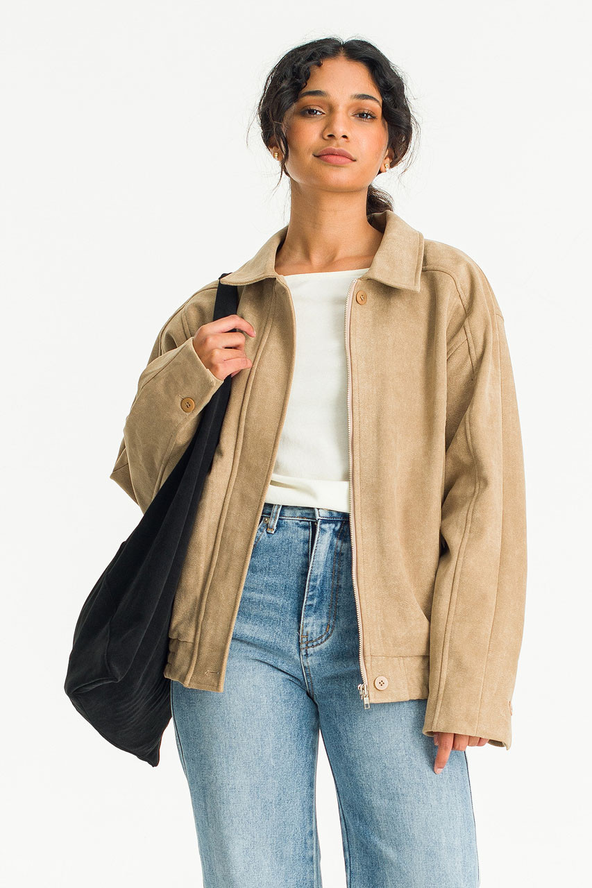 Sofia Suedette Blouson, Beige