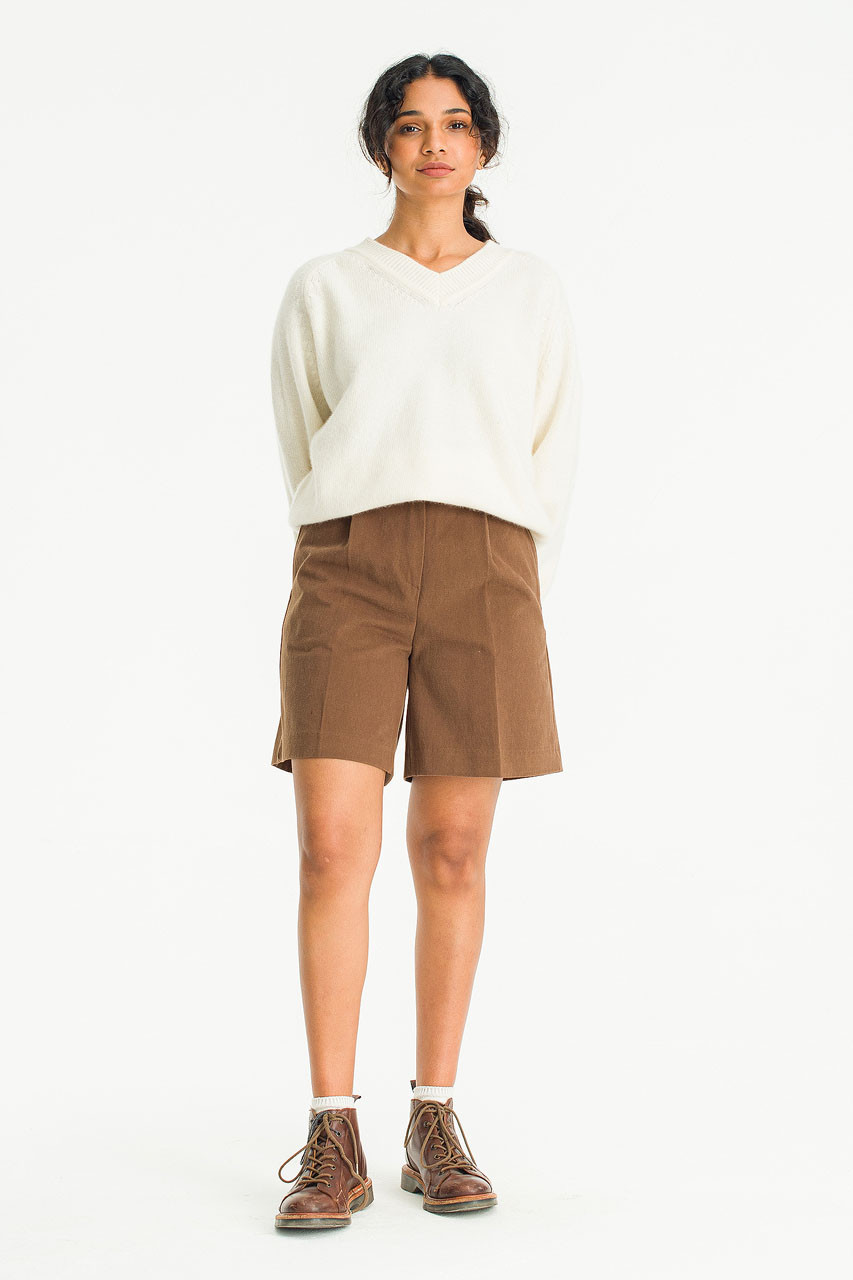 Maya Cotton Bermuda Pants, Brown