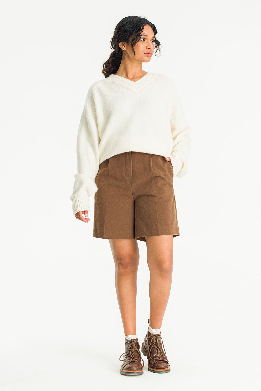 Maya Cotton Bermuda Pants, Brown