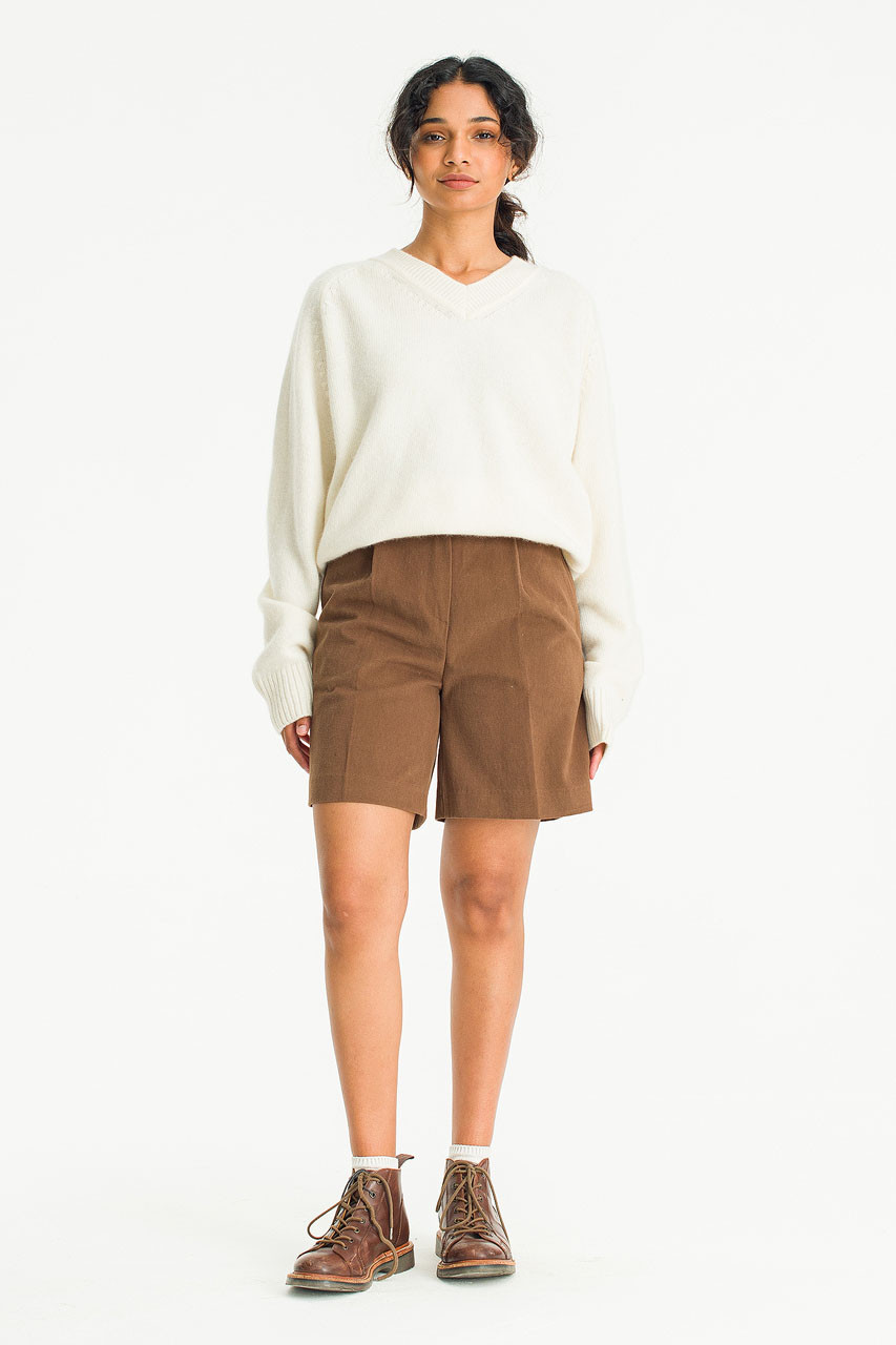 Maya Cotton Bermuda Pants, Brown