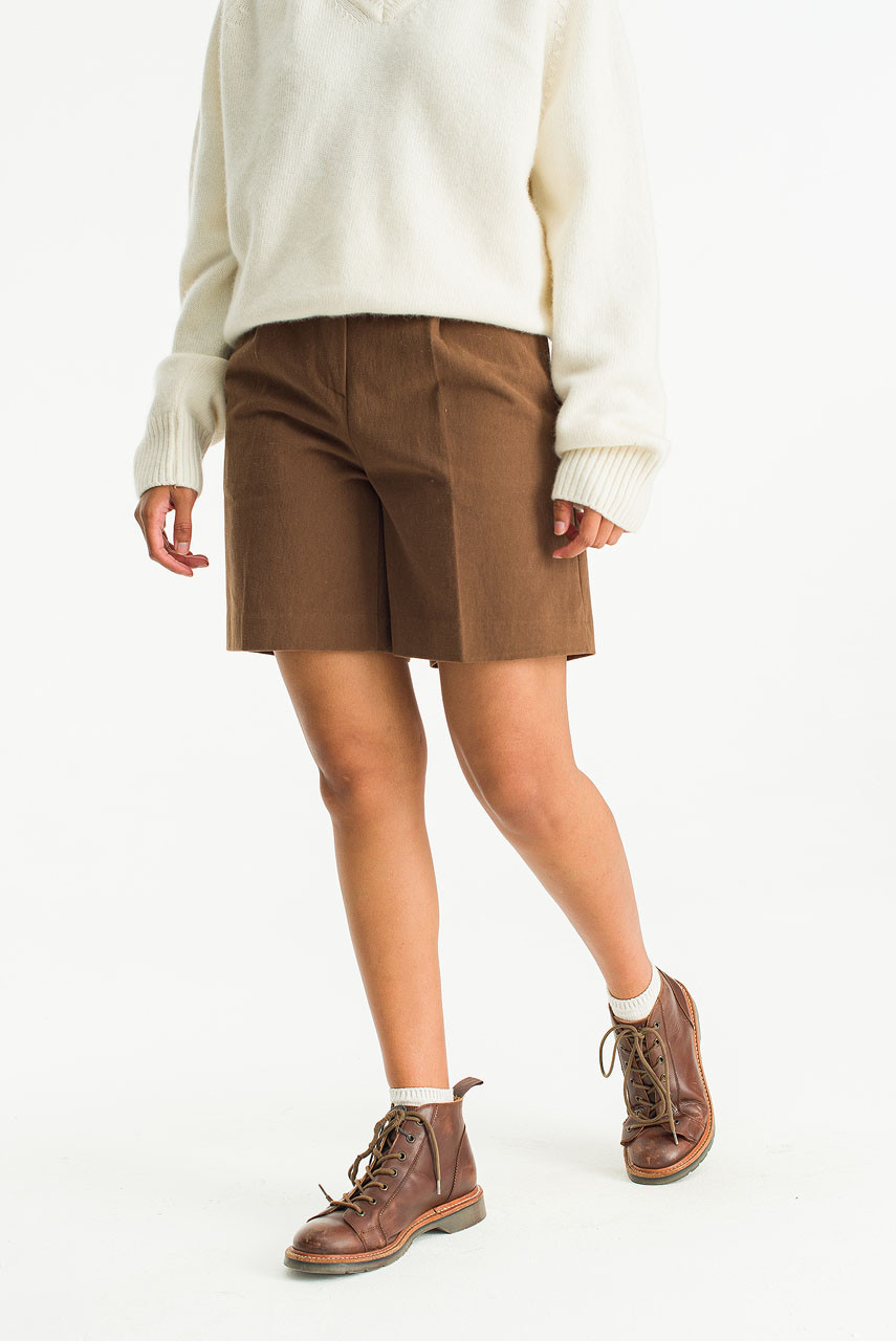 Maya Cotton Bermuda Pants, Brown