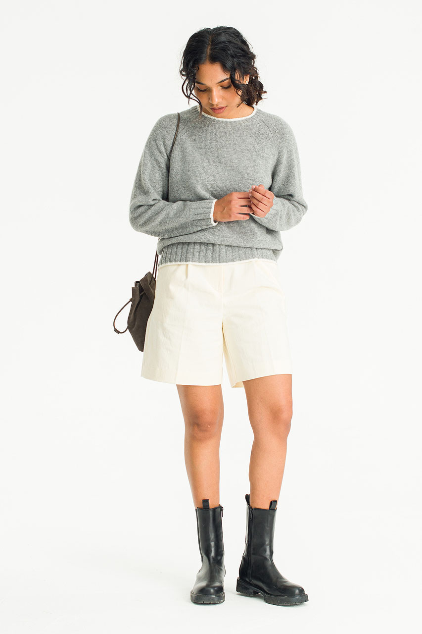 Maya Cotton Bermuda Pants, Ivory