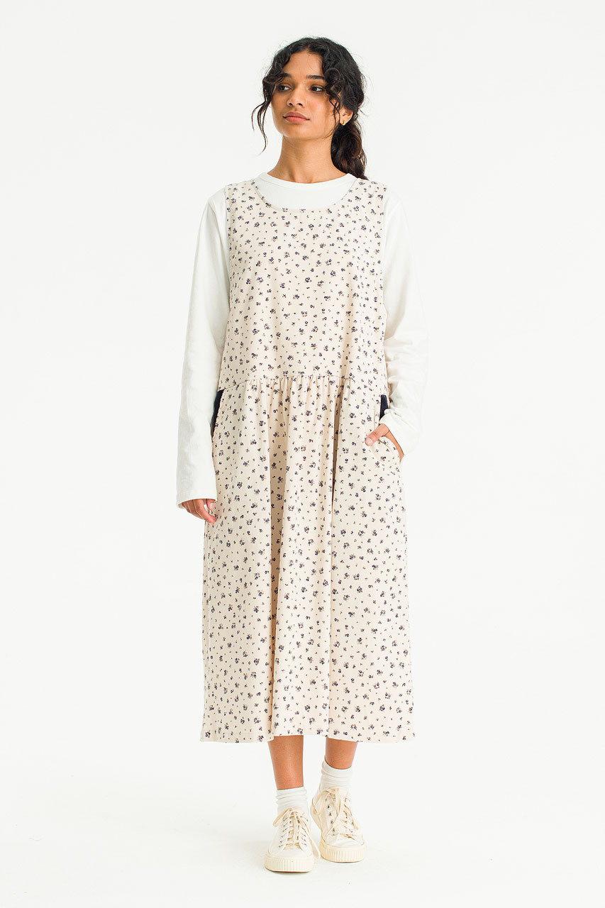 Fiona Cord Flower Print Dress, Ivory