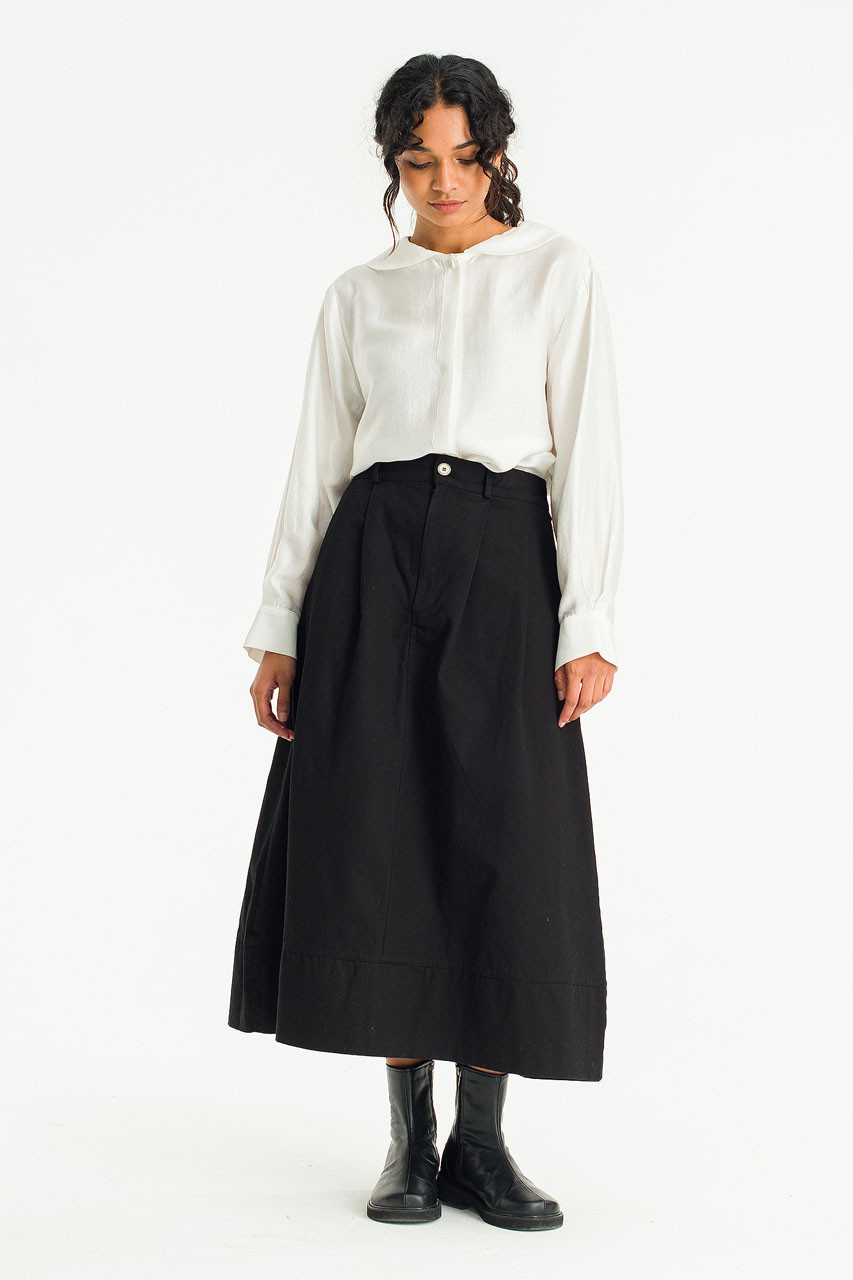 Oui Balloon Cotton Skirt, Black