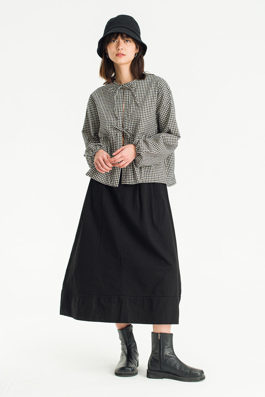 Oui Balloon Cotton Skirt, Black