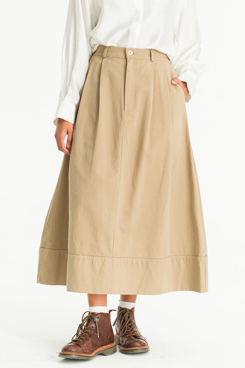 Oui Balloon Cotton Skirt, Beige