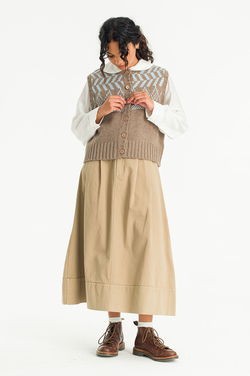 Oui Balloon Cotton Skirt, Beige