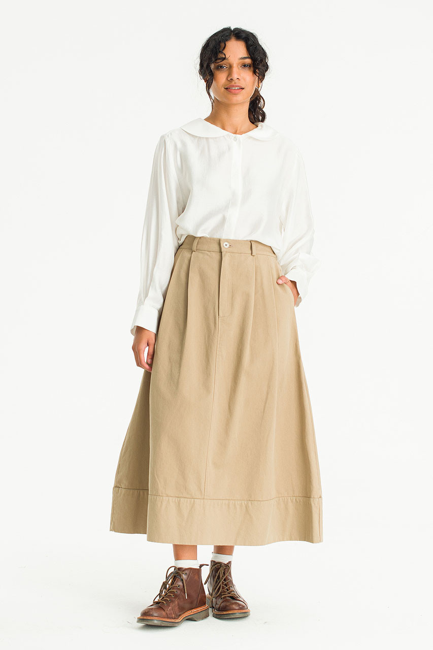 Oui Balloon Cotton Skirt, Beige