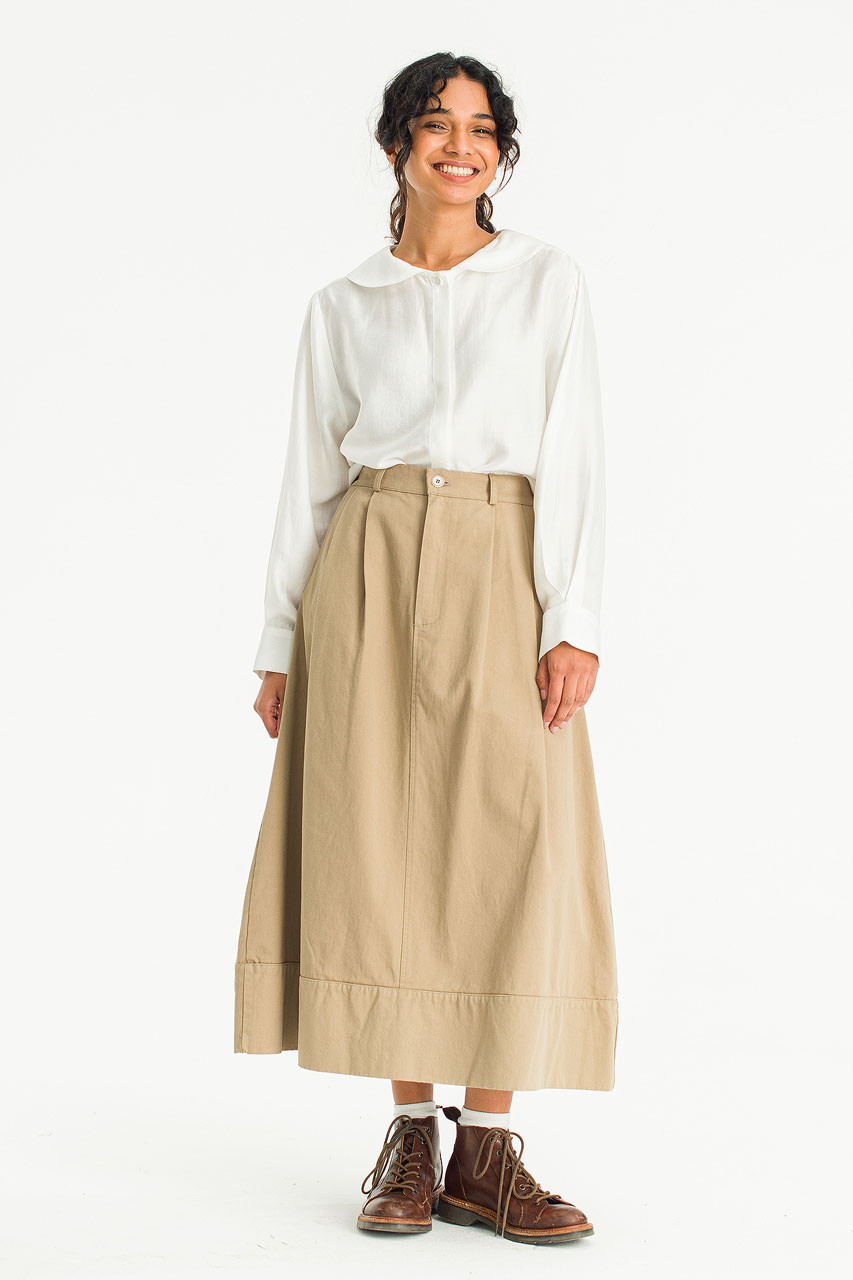 Oui Balloon Cotton Skirt, Beige