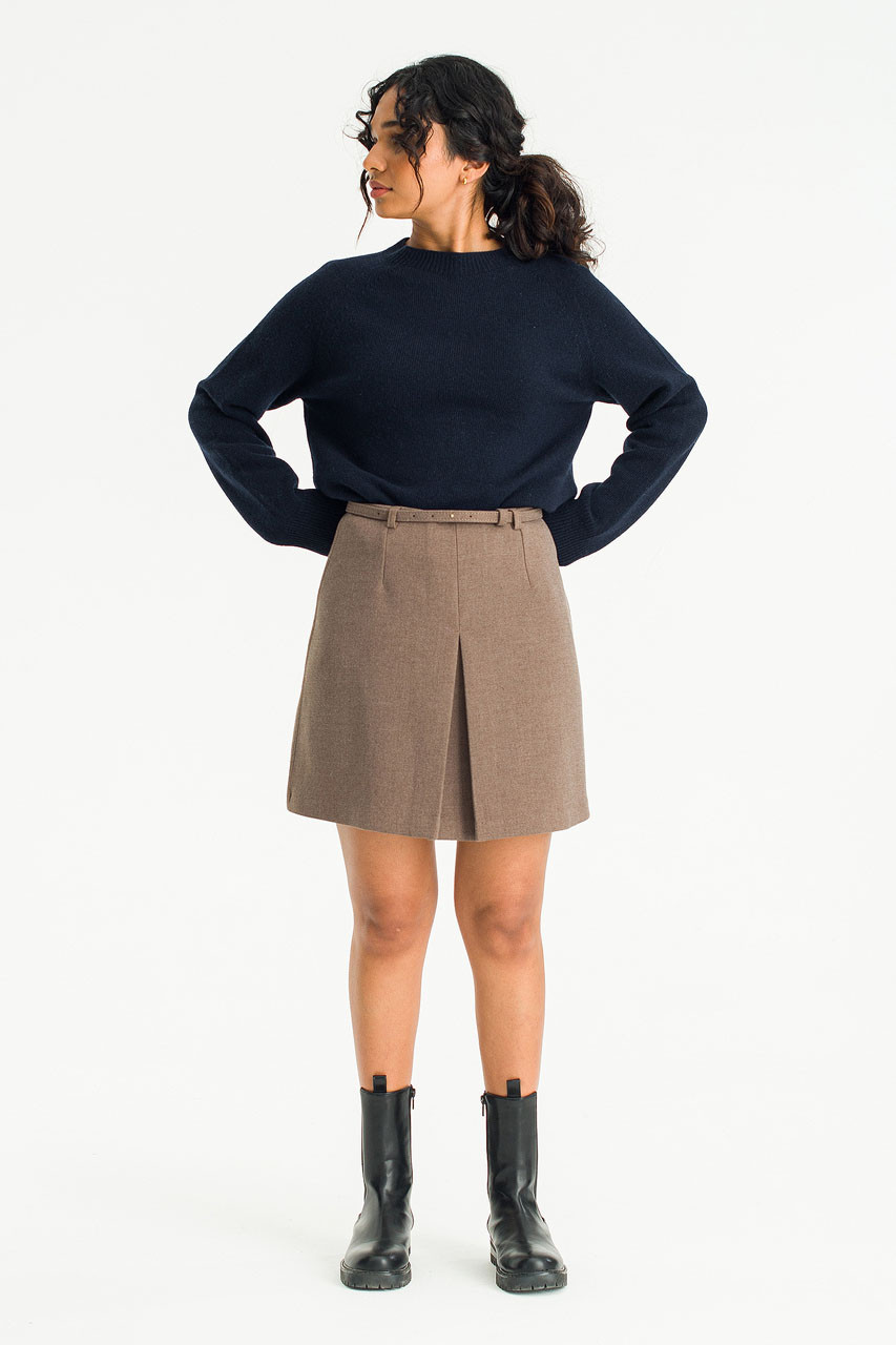 Raun Belted Mini Skirt, Brown