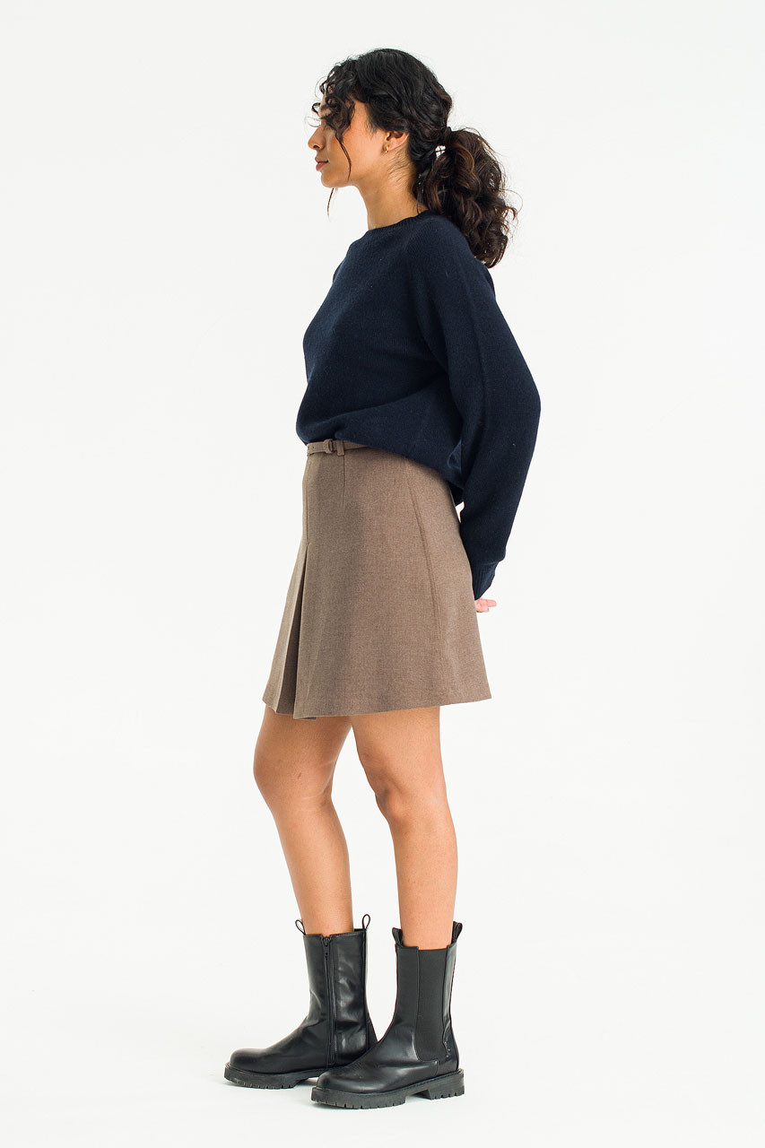 Raun Belted Mini Skirt, Brown