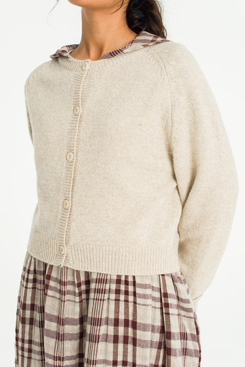 Rina Classic Wool Cardigan, Beige