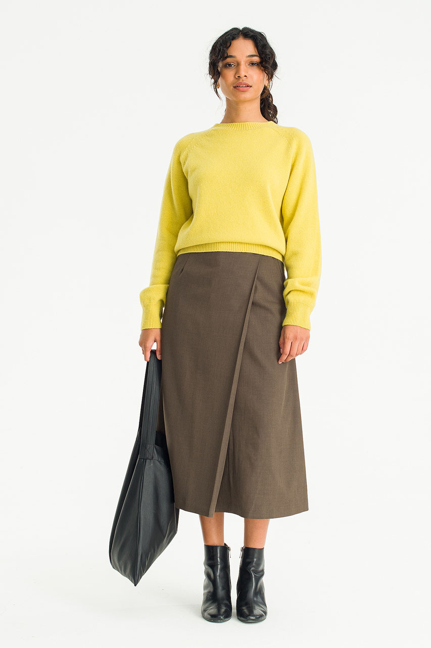 Jay Buckled Mid Length Skirt, Brown