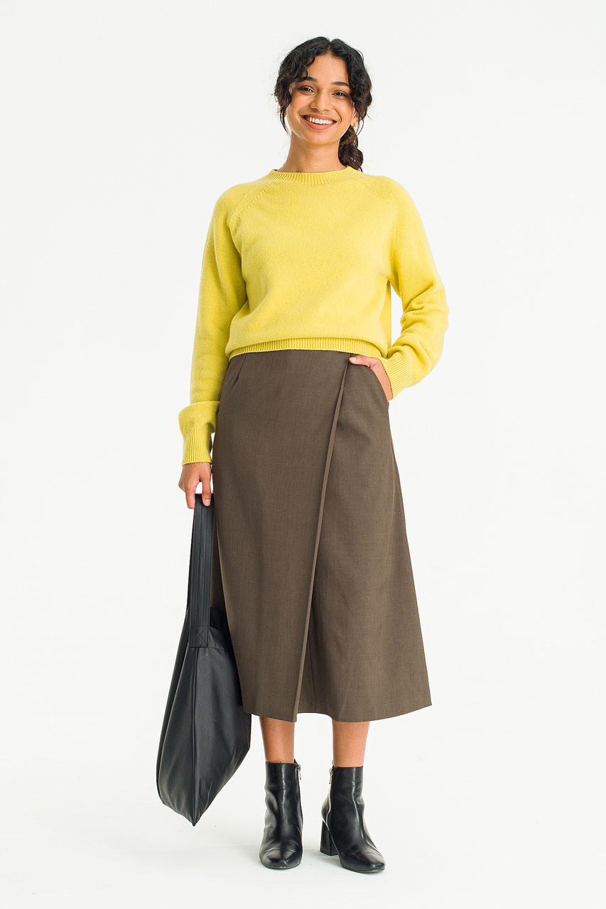 Jay Buckled Mid Length Skirt, Brown
