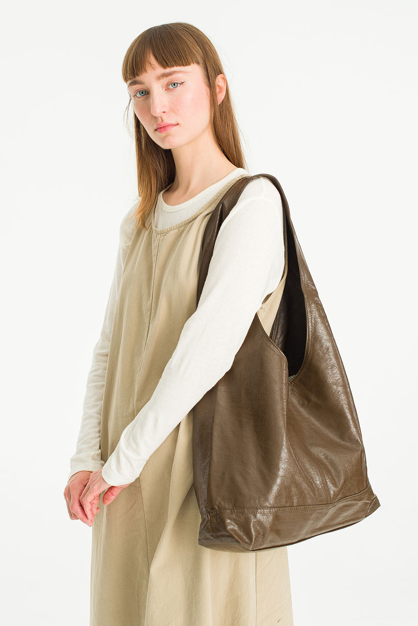 Ribbon Detail Hobo Bag, Khaki Brown