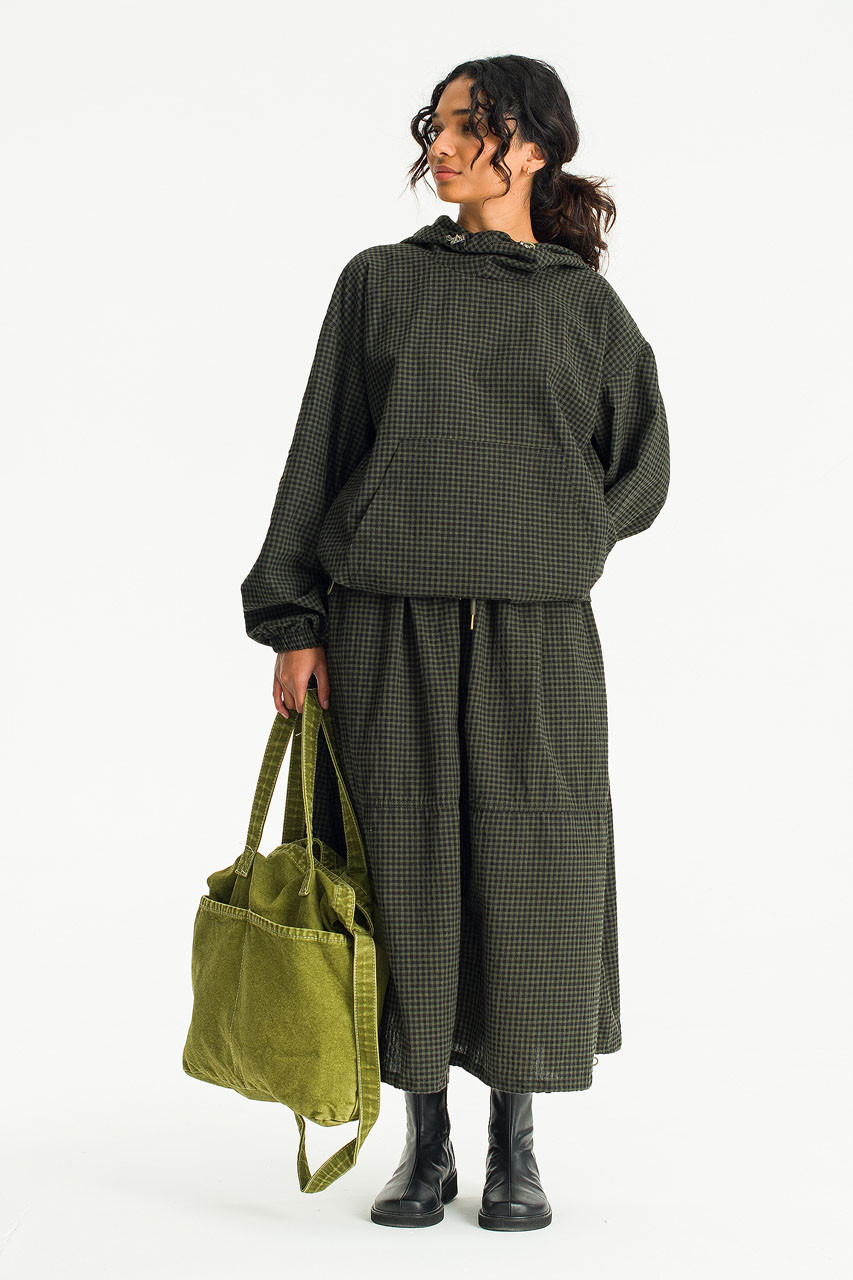 Kona Balloon Skirt, Khaki Gingham