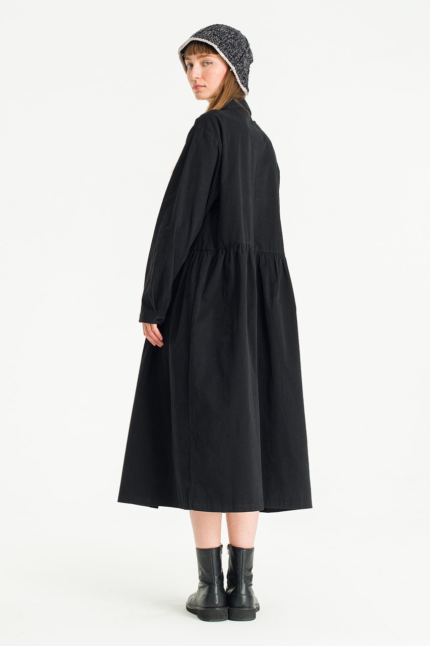 Keiko Shirt Long Dress, Black