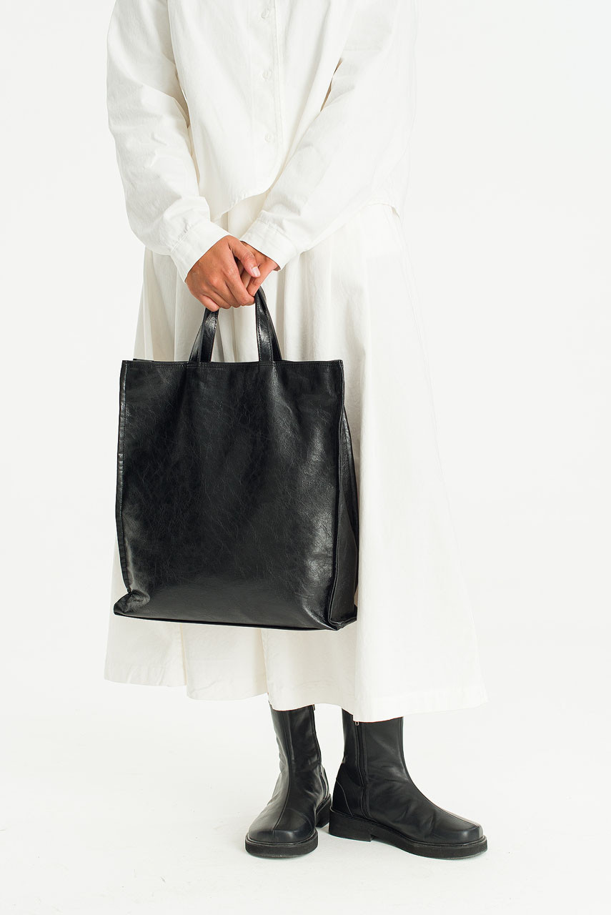 Cracked Shopper Bag, Black