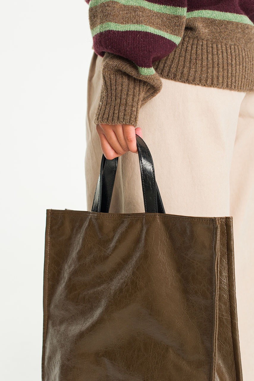 Cracked Shopper Bag, Brown