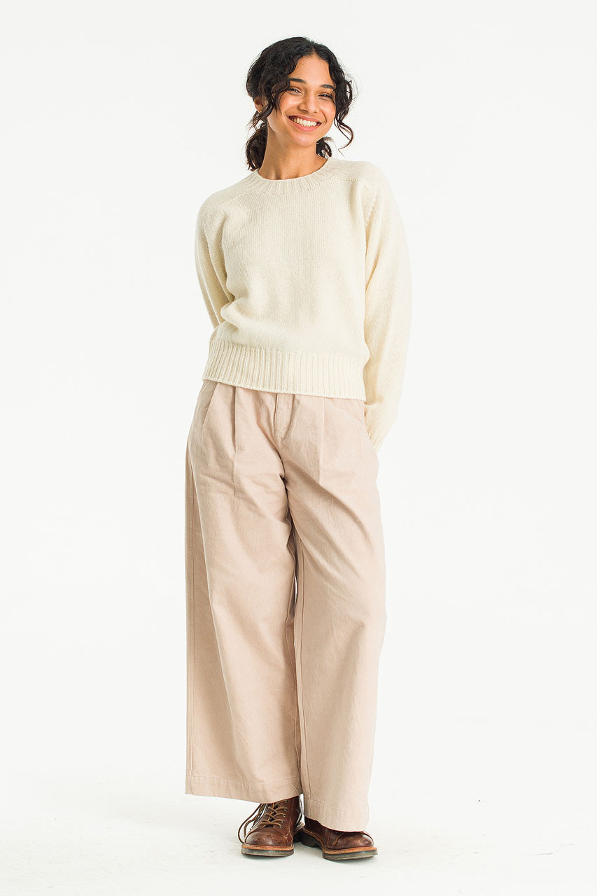 Seamless Shetland Wool Crop Jumper, Ivory