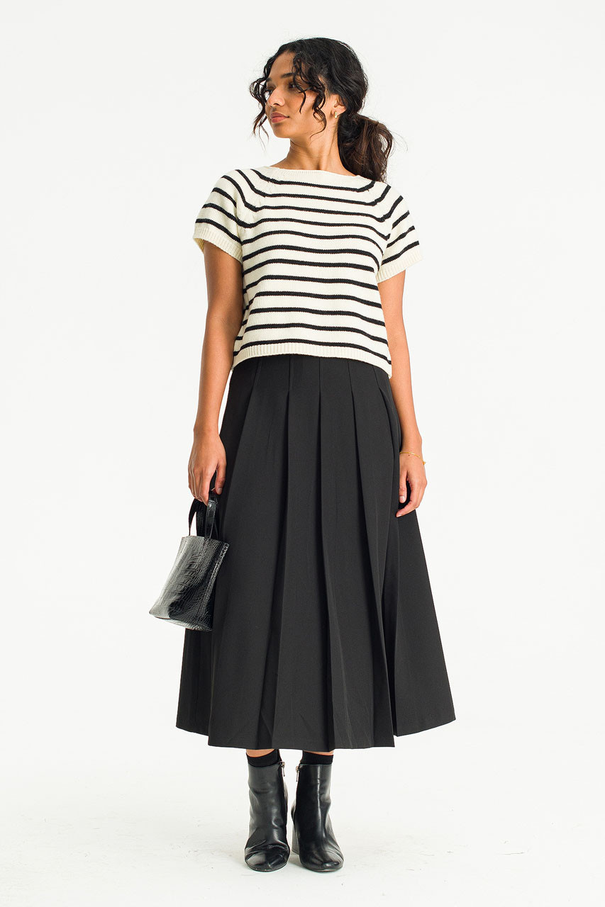 Matt Pleated Skirt, Black
