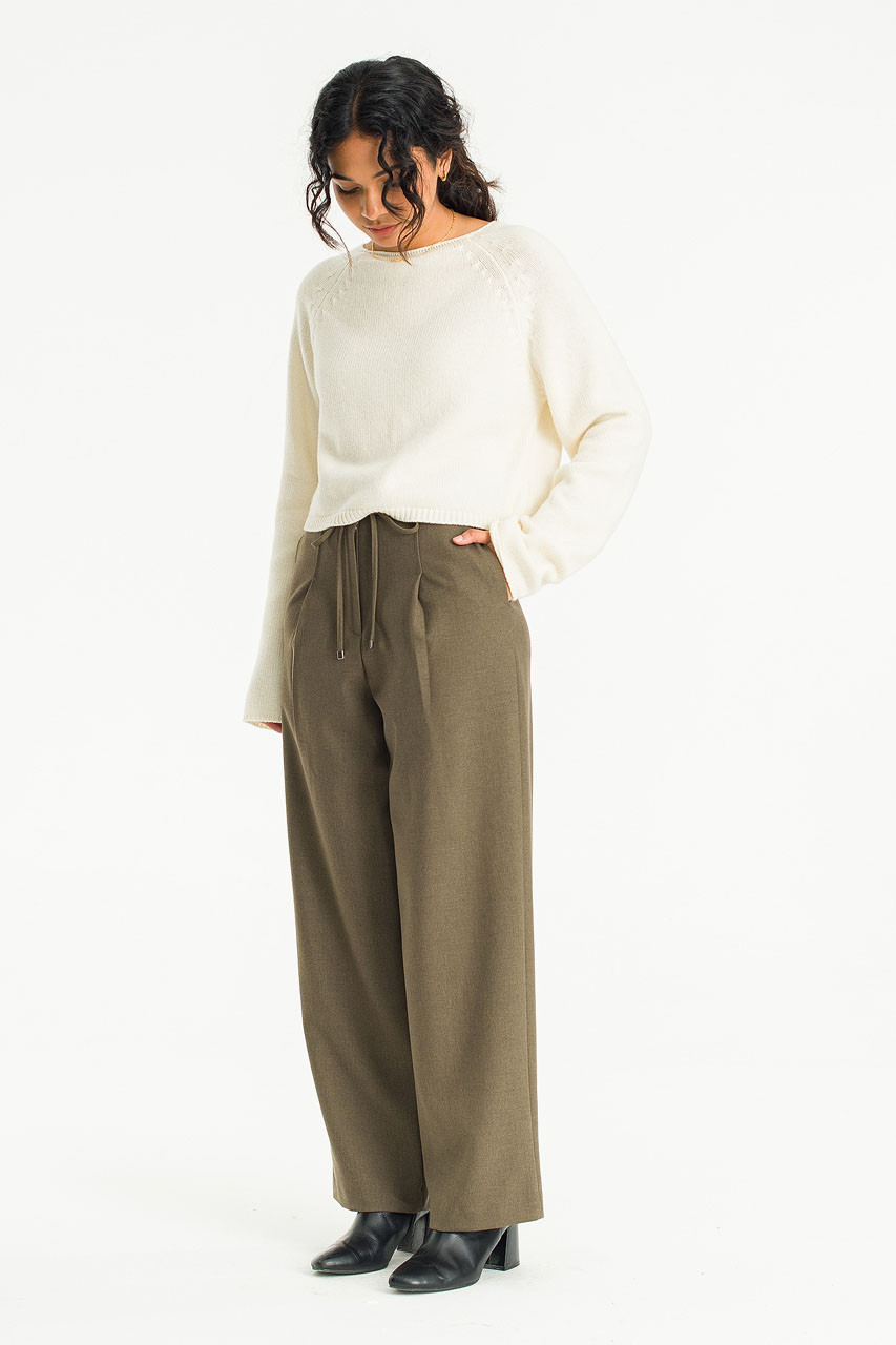 Aya Pleated Slacks, Khaki